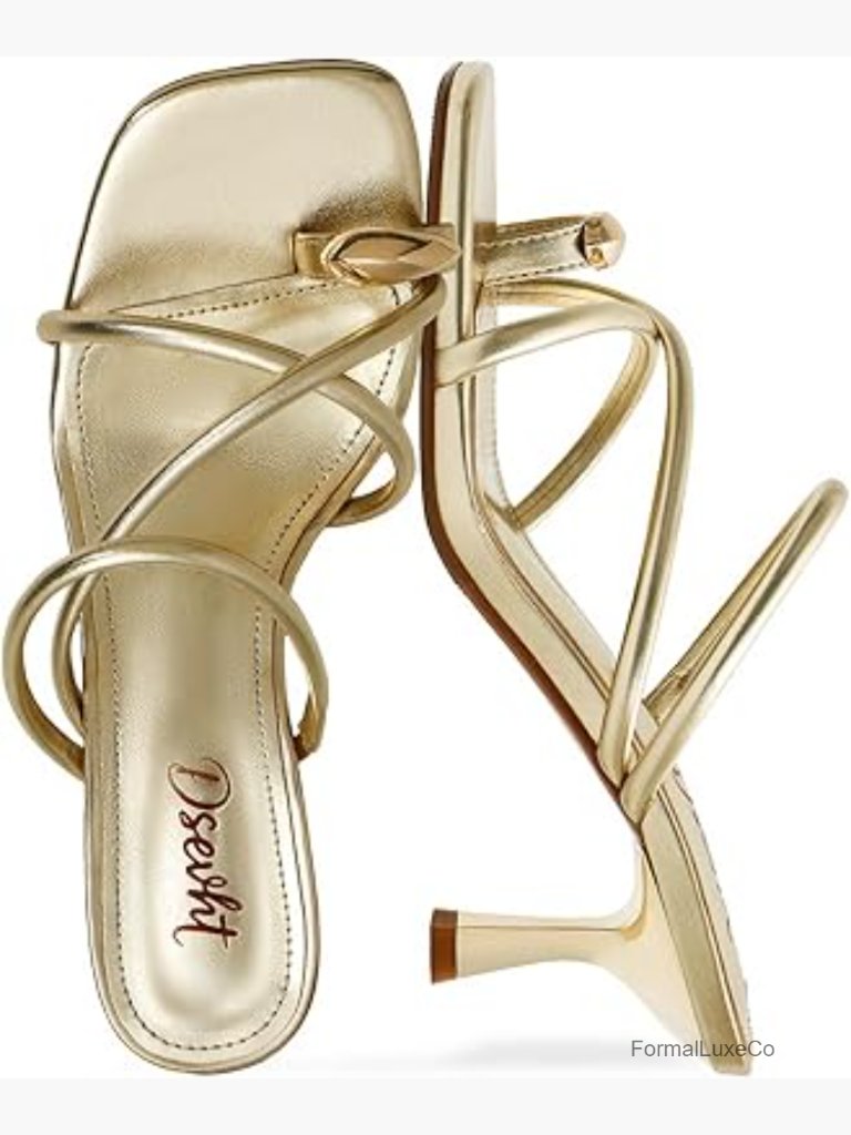 Strappy Kitten Heel Sandals Square Open Toe Thong Heels Slip On Summer Dress